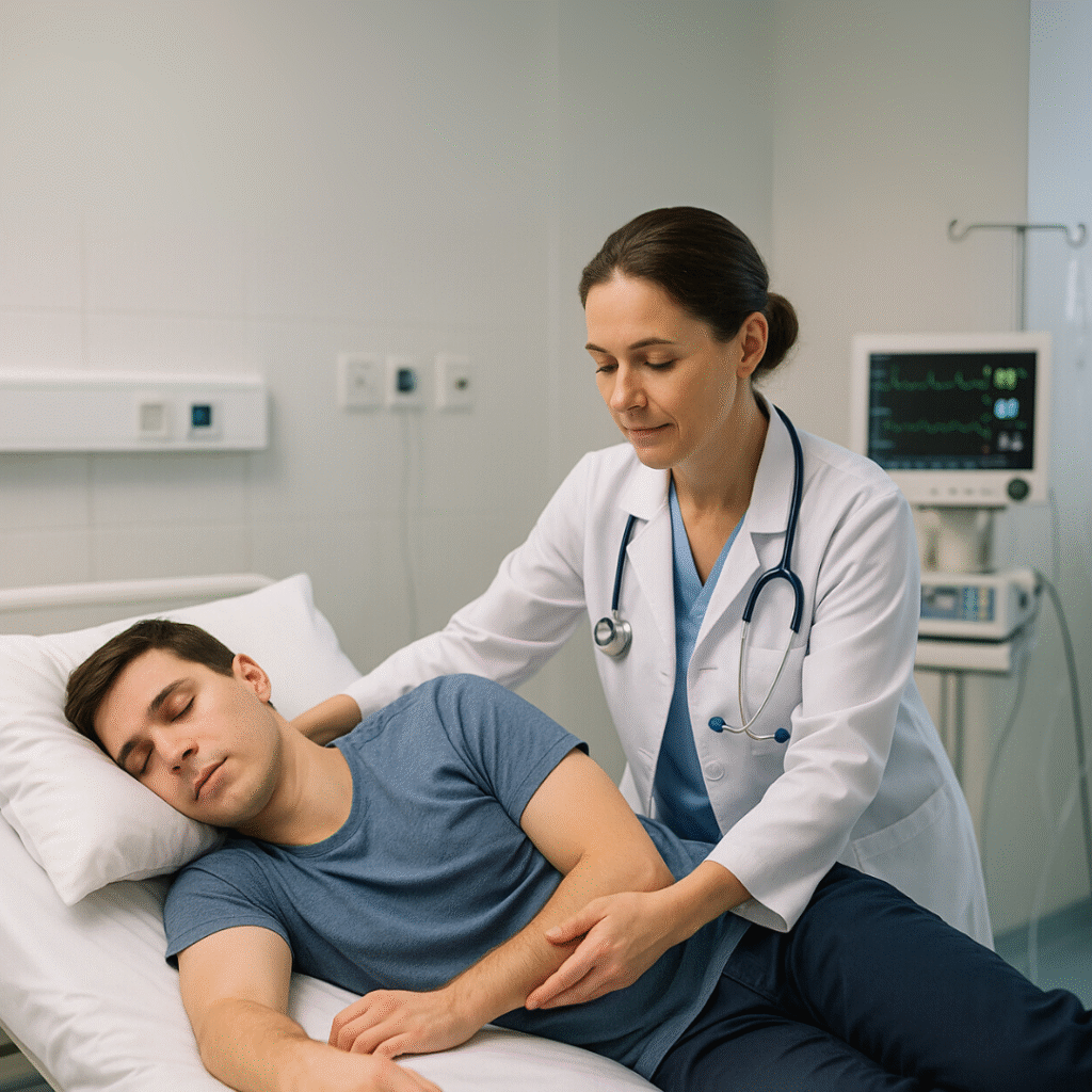 Doctor atendiendo crisis epileptica